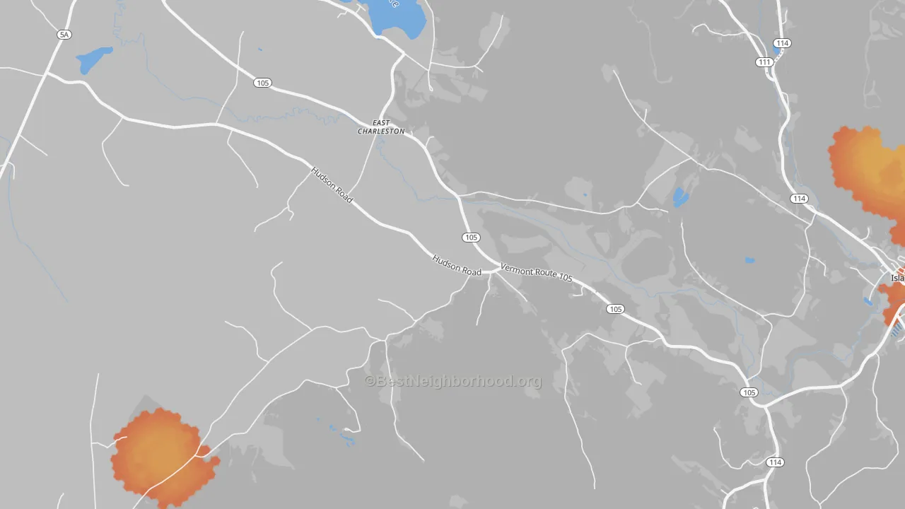 Bike Grade map of East Charleston, VT