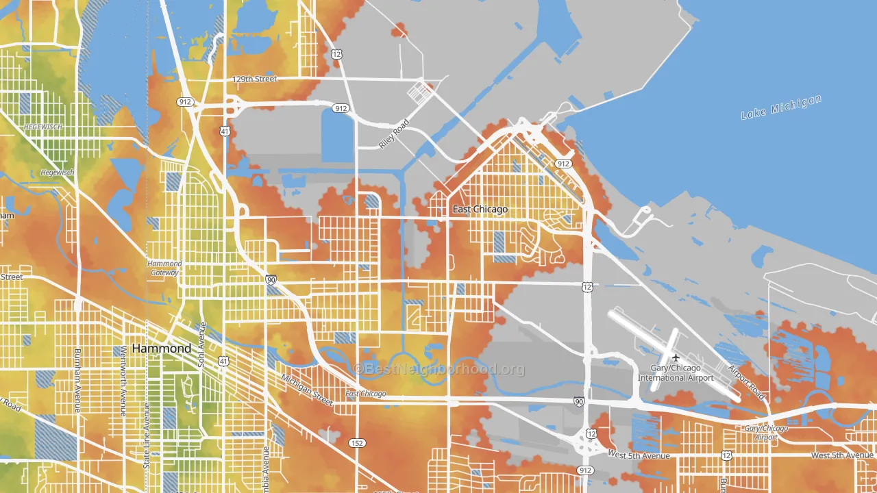 Bike Grade map of East Chicago, IN