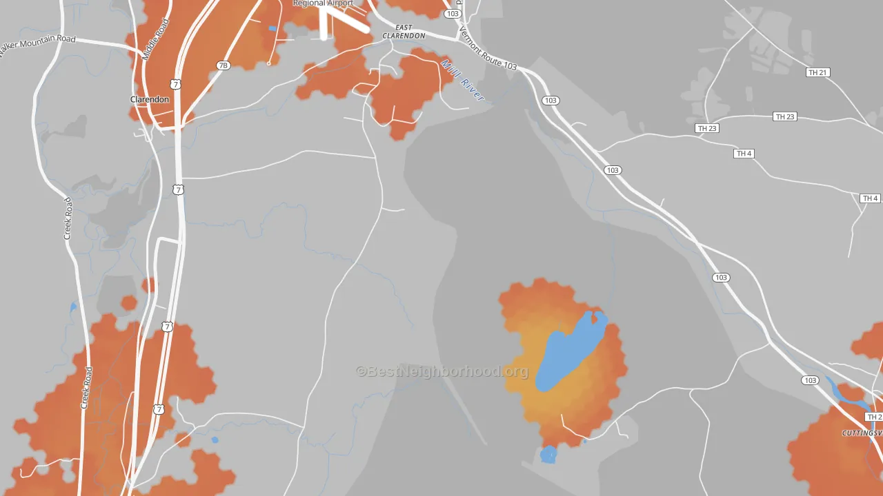 Bike Grade map of East Clarendon, VT