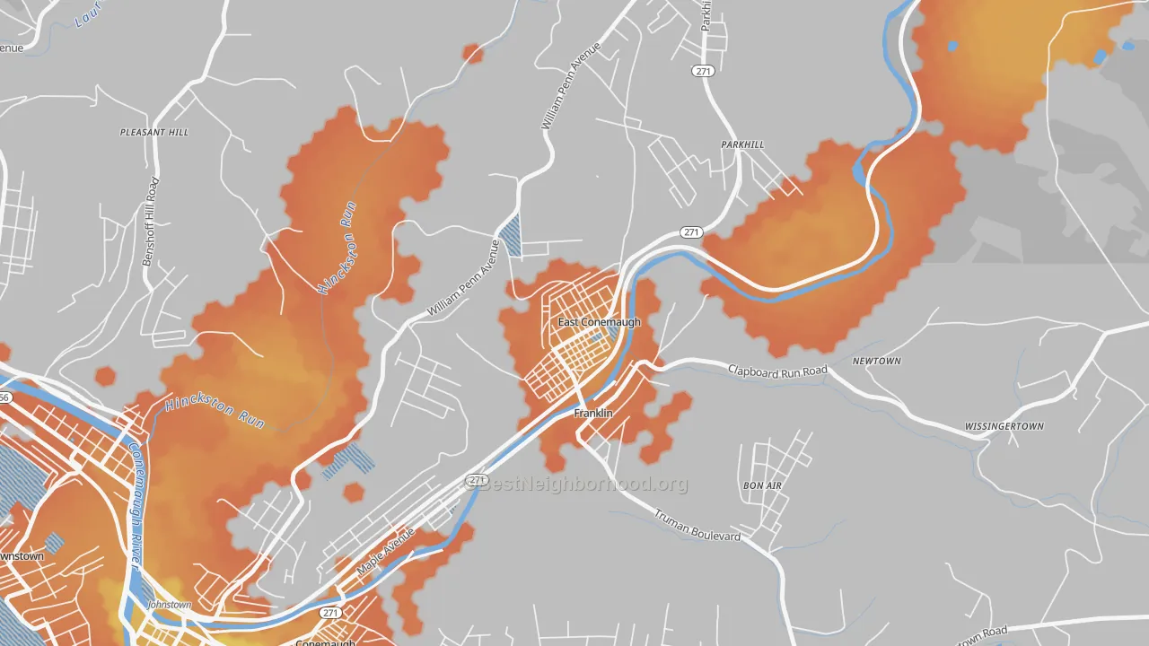 Bike Grade map of East Conemaugh, PA