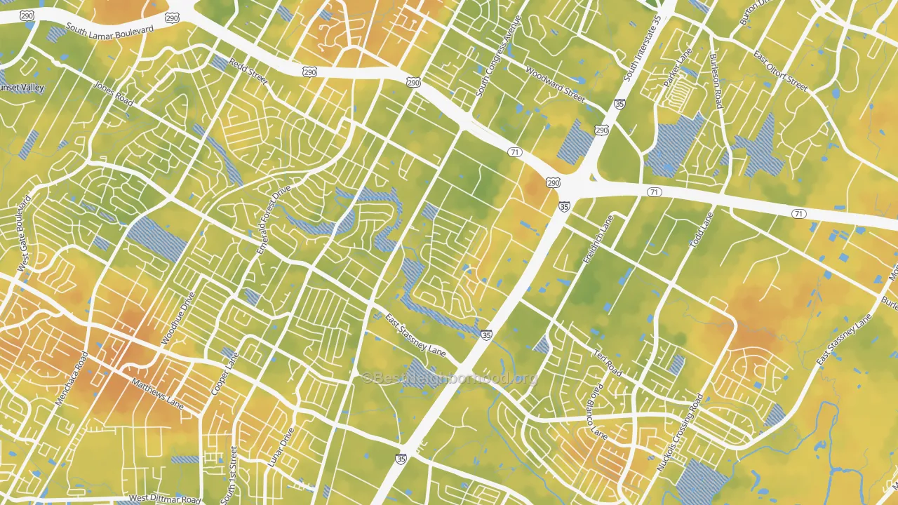 Bike Grade map of East Congress, Austin, TX