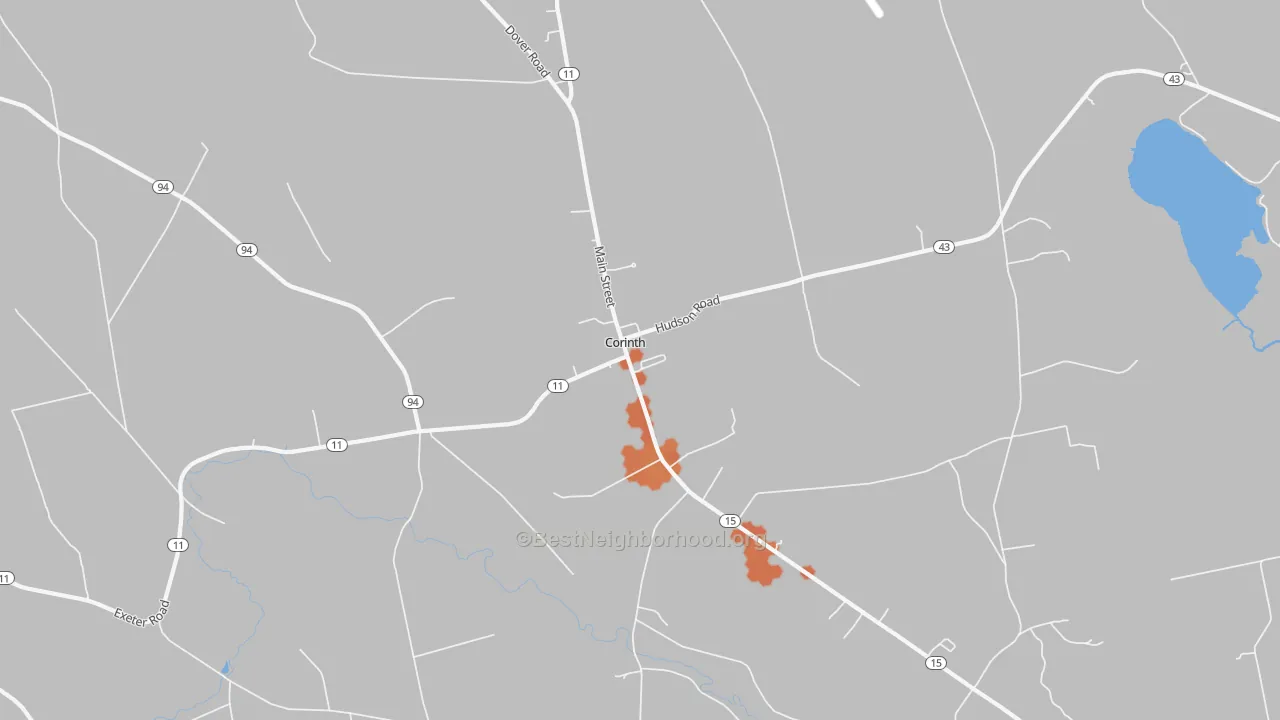 Bike Grade map of East Corinth, ME