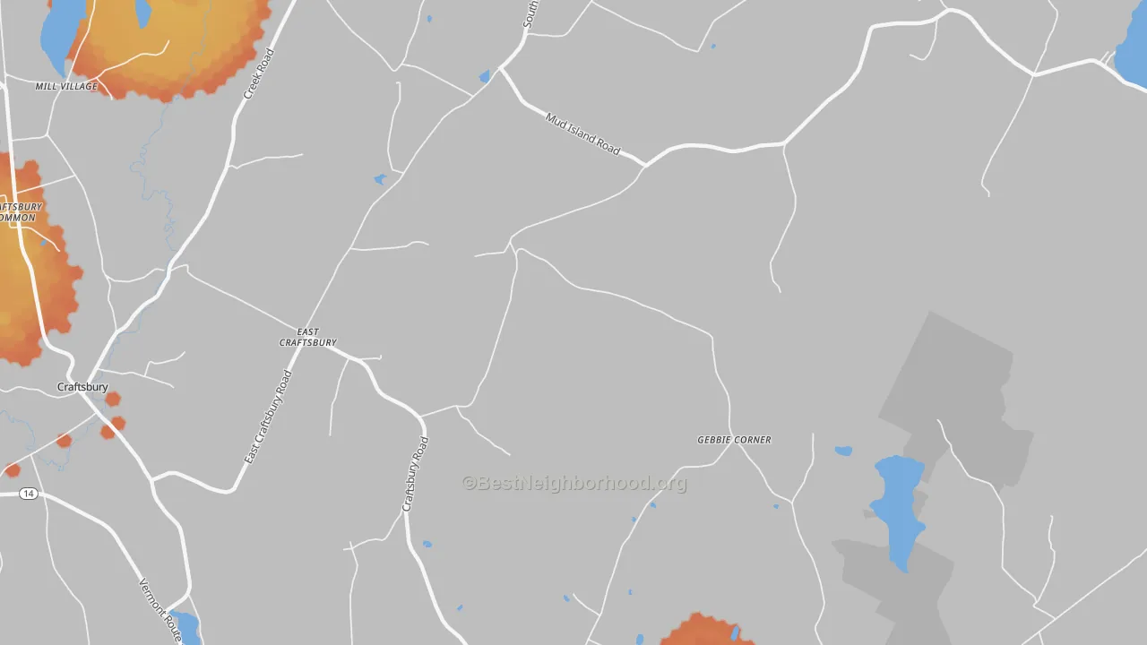 Bike Grade map of East Craftsbury, VT