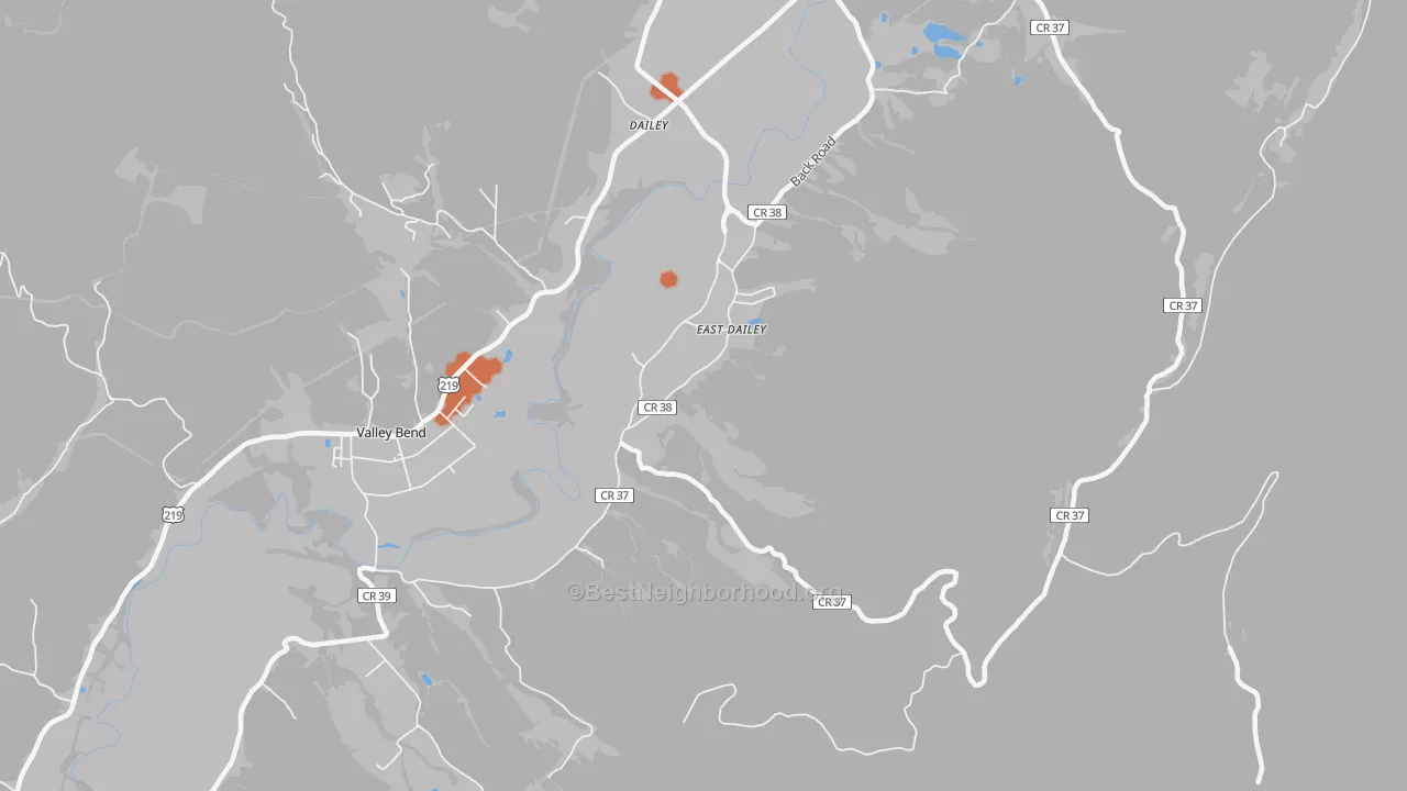Bike Grade map of East Dailey, WV