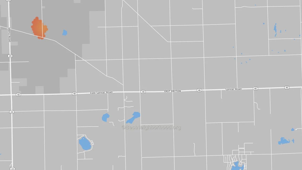 Bike Grade map of East Dayton, MI