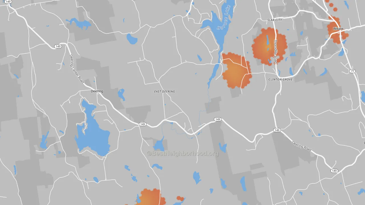 Bike Grade map of East Deering, NH