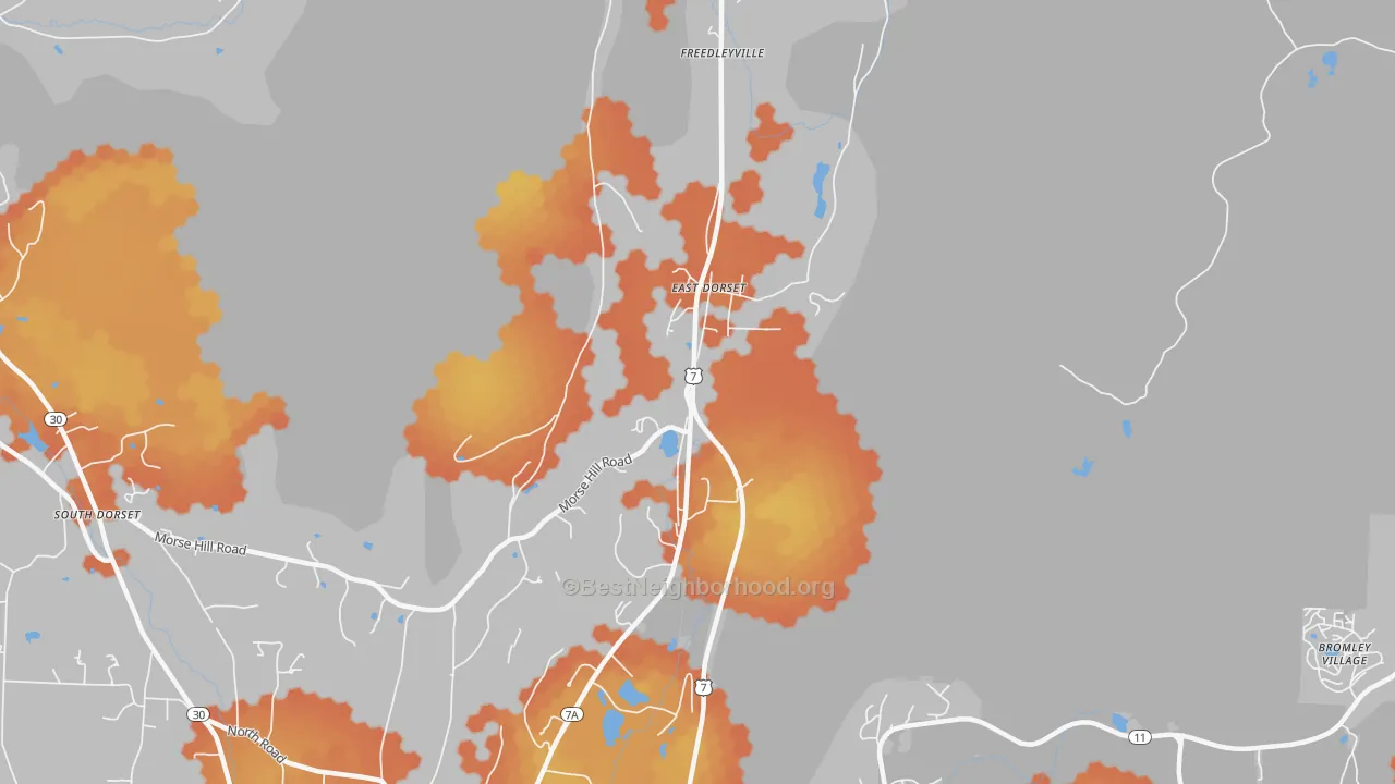 Bike Grade map of East Dorset, VT