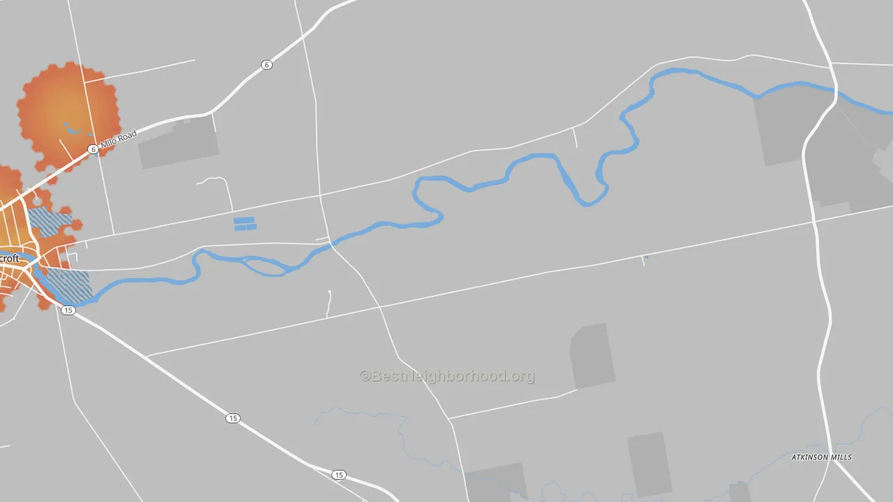 Bike Grade map of East Dover, ME