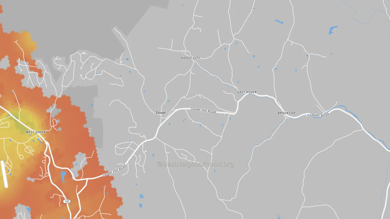 Bike Grade map of East Dover, VT
