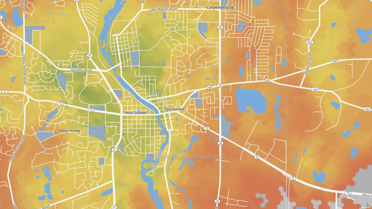 Bike Grade map of East Dundee, IL