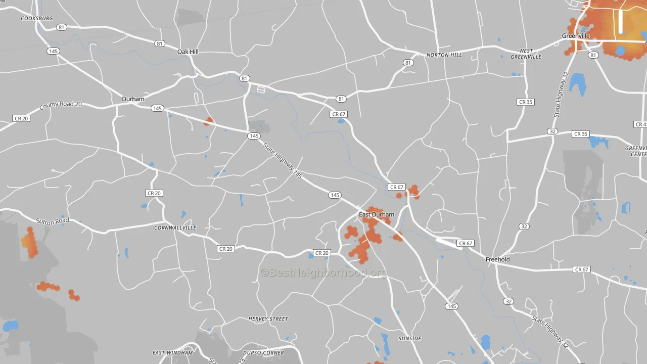 Bike Grade map of East Durham, NY