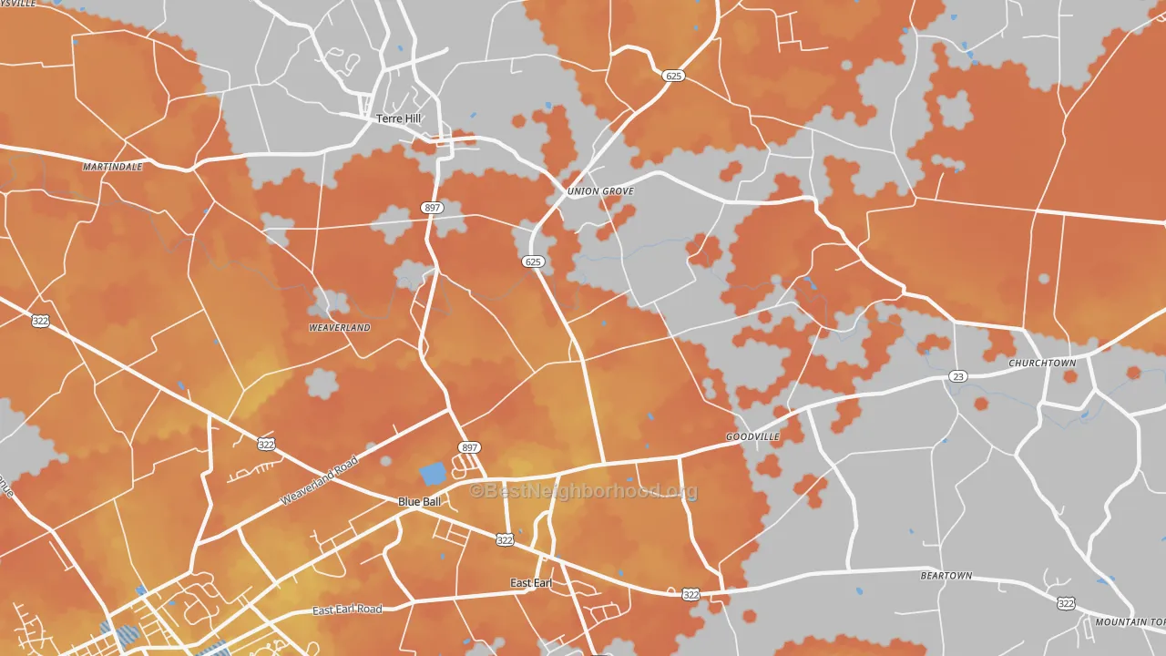 Bike Grade map of East Earl, PA