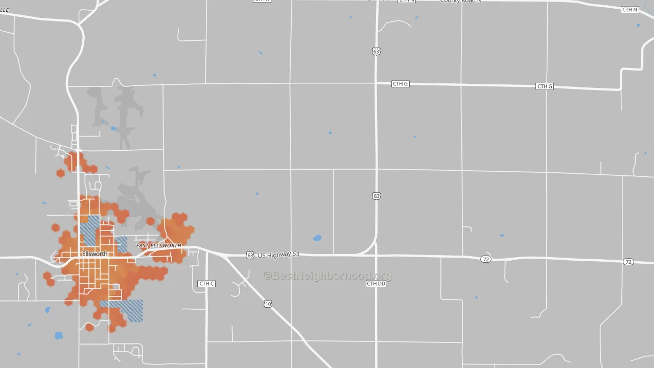 Bike Grade map of East Ellsworth, WI