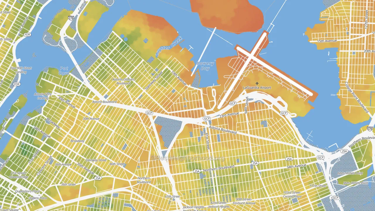 Bike Grade map of East Elmhurst, Queens, NY