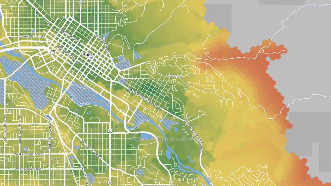 Bike Grade map of East End, Boise, ID