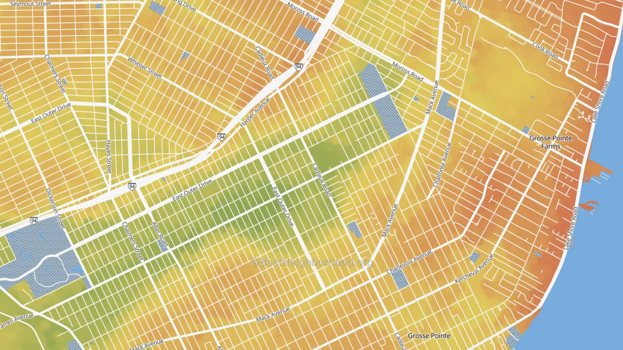Bike Grade map of East English Village, Detroit, MI