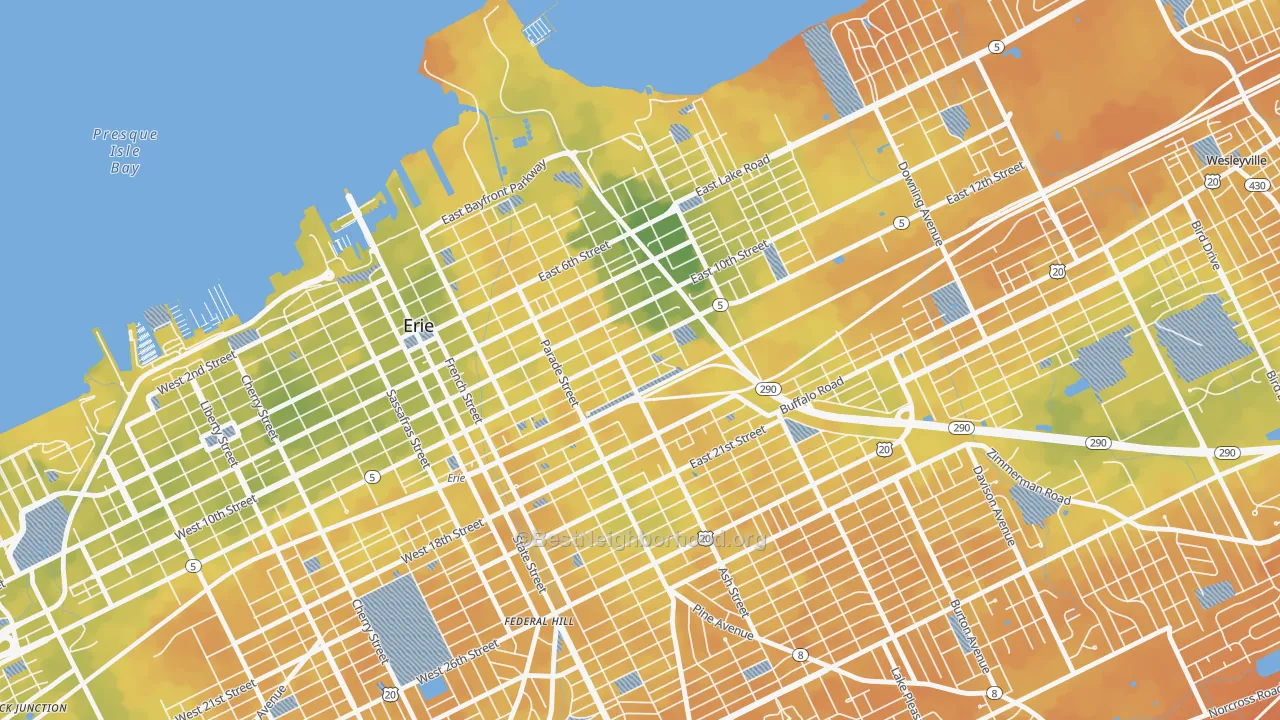 Bike Grade map of East Erie, Erie, PA