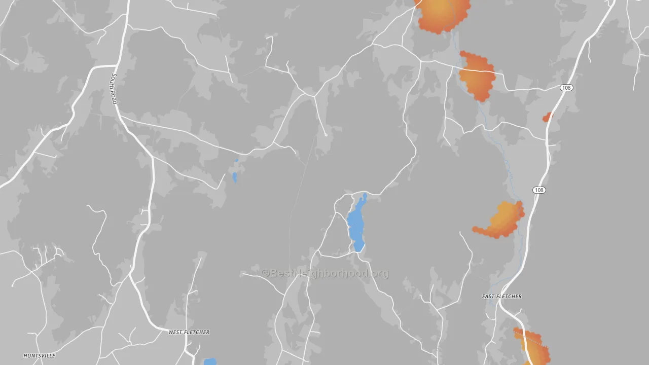 Bike Grade map of East Fairfield, VT