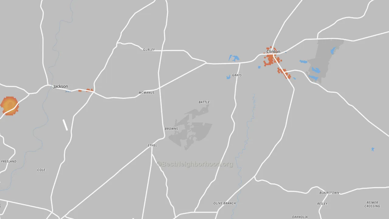 Bike Grade map of East Feliciana Parish, LA