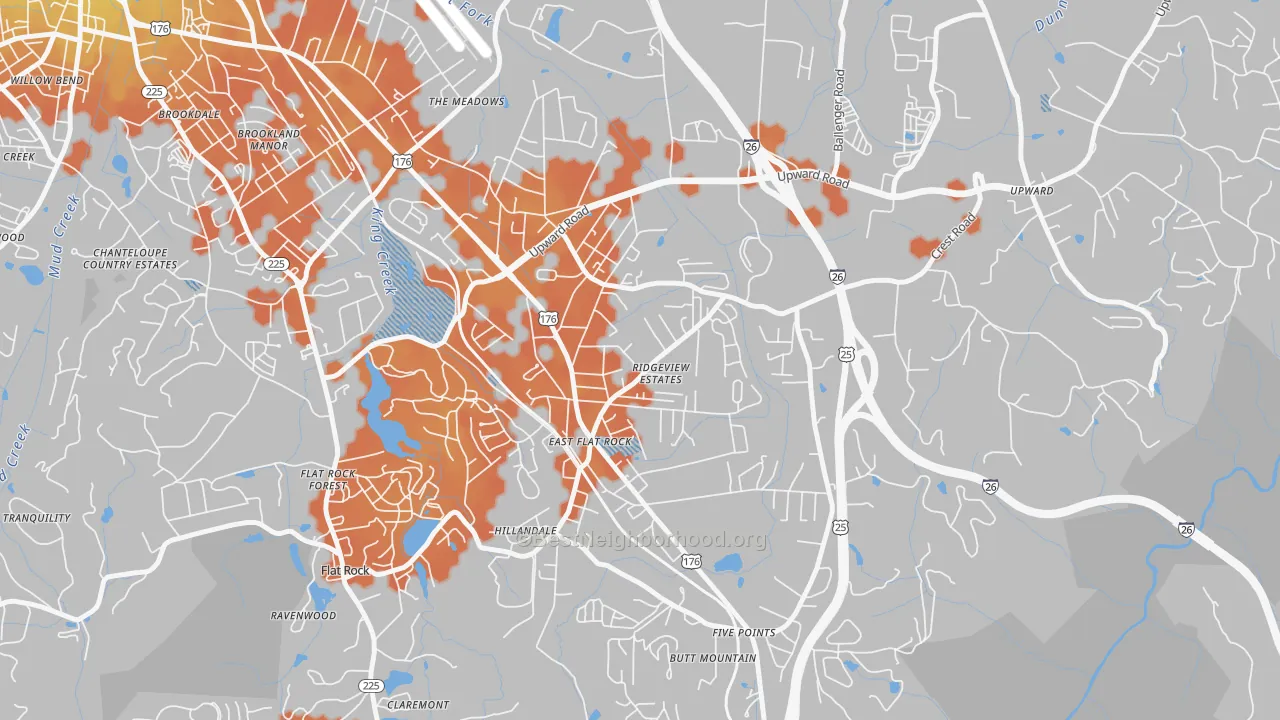 Bike Grade map of East Flat Rock, NC