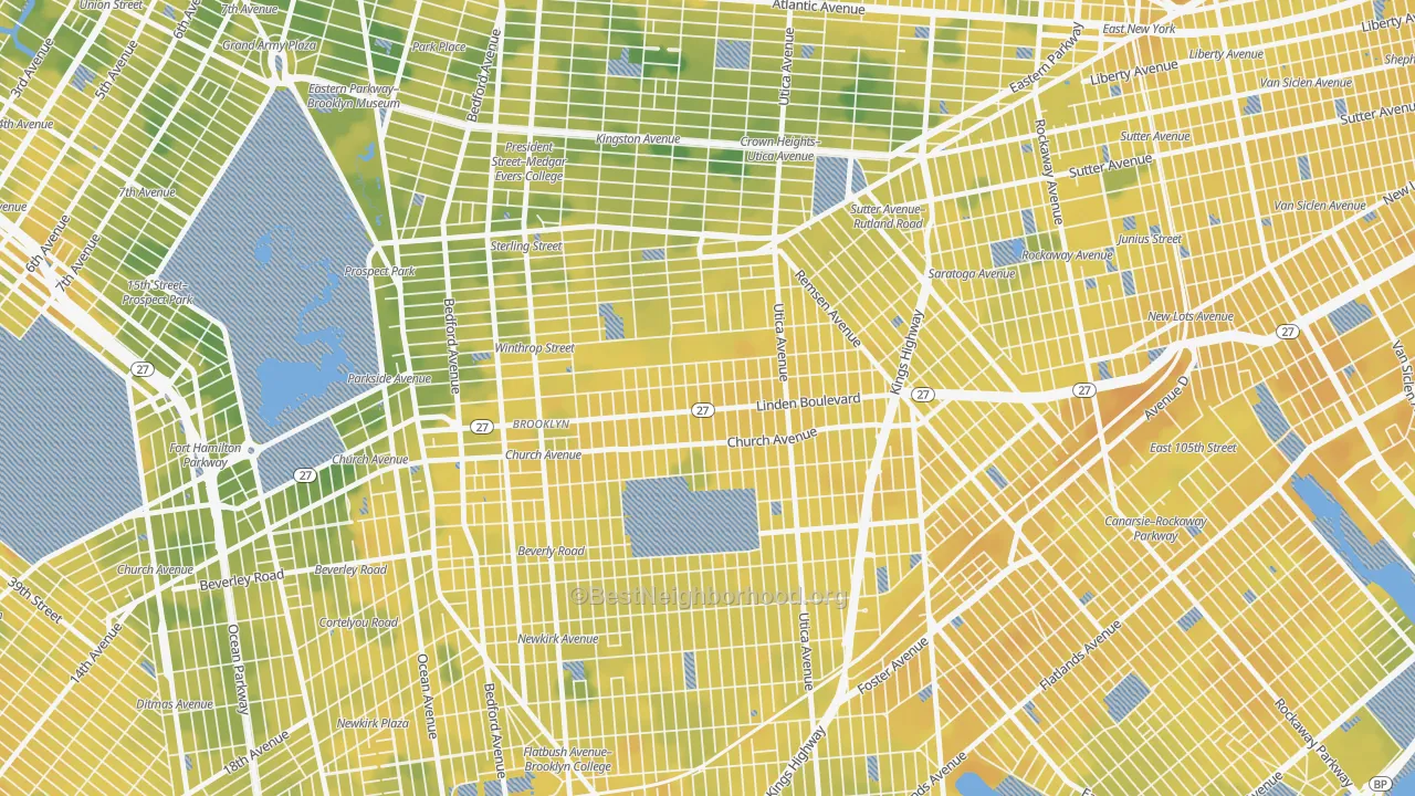 Bike Grade map of East Flatbush, Brooklyn, NY