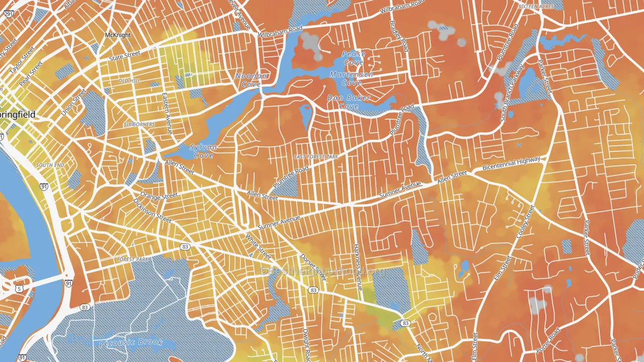 Bike Grade map of East Forest Park, Springfield, MA