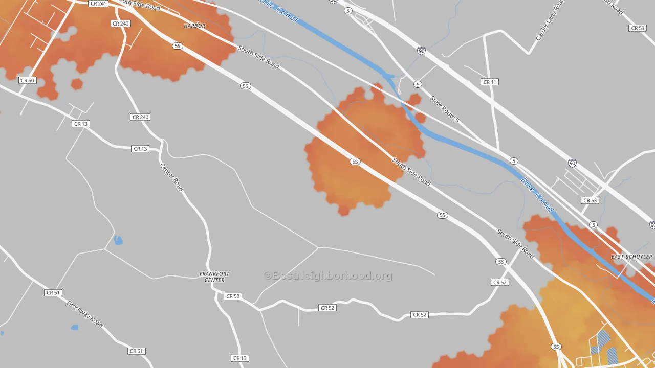 Bike Grade map of East Frankfort, NY