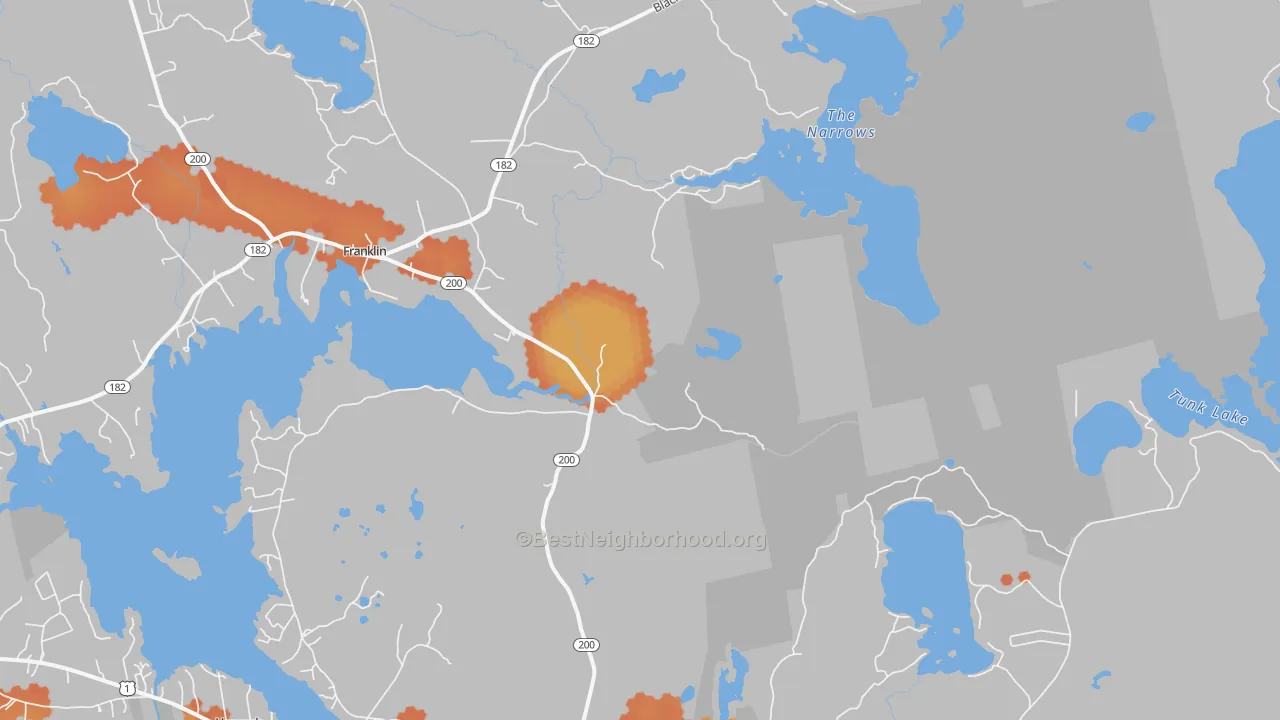 Bike Grade map of East Franklin, ME
