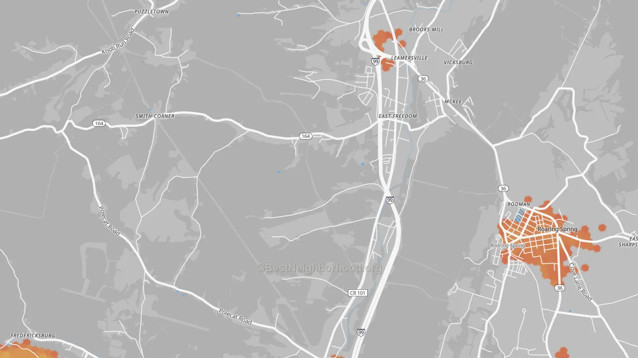 Bike Grade map of East Freedom, PA