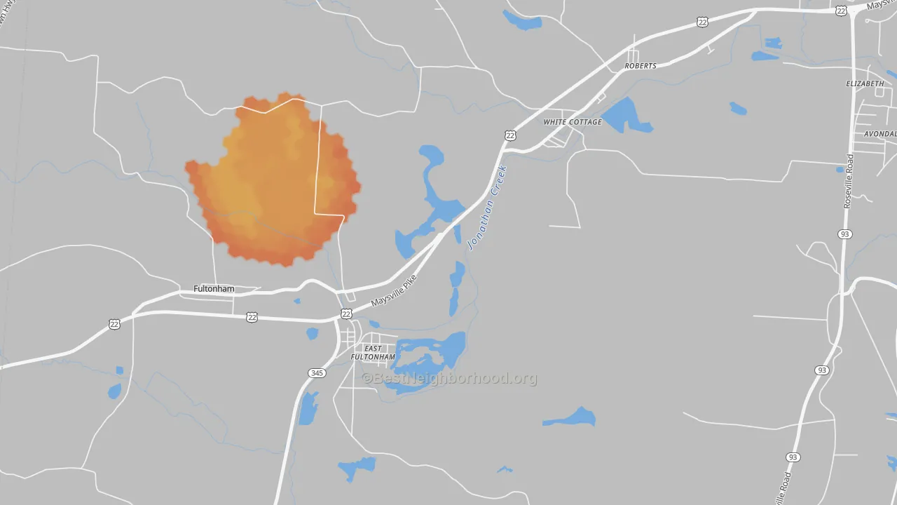 Bike Grade map of East Fultonham, OH