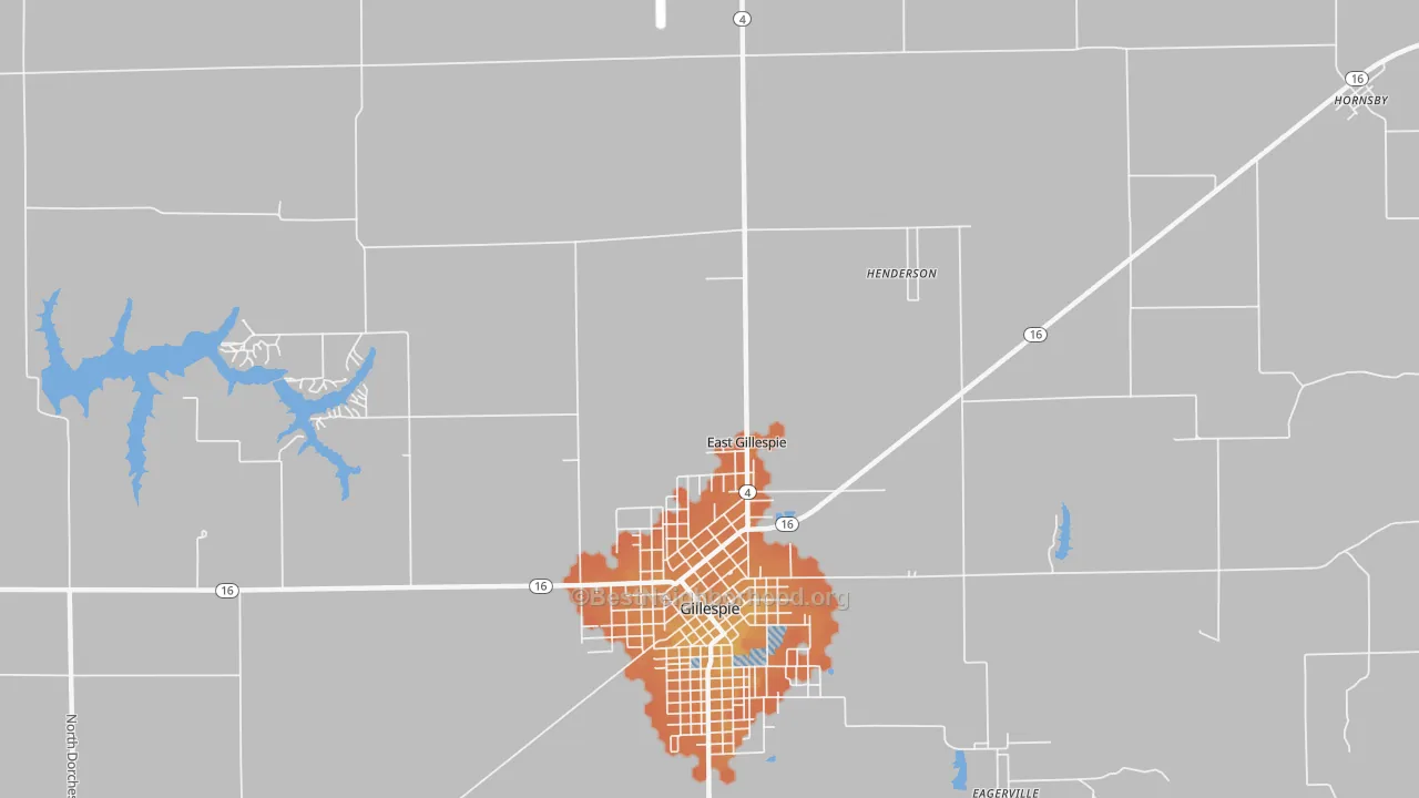 Bike Grade map of East Gillespie, IL