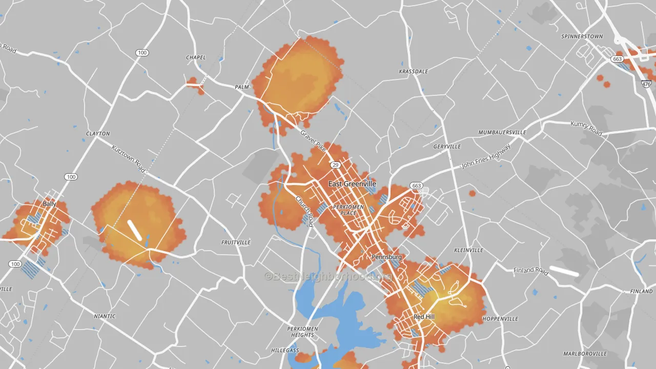 Bike Grade map of East Greenville, PA