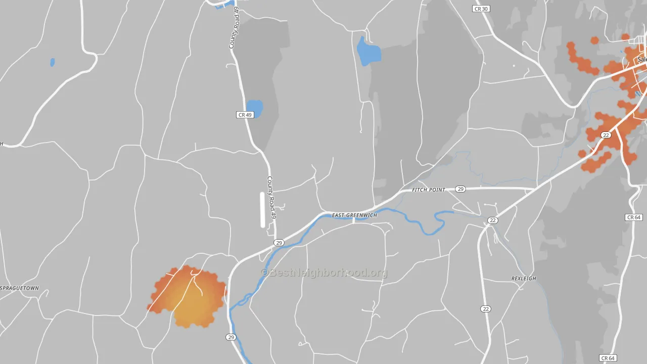 Bike Grade map of East Greenwich, NY
