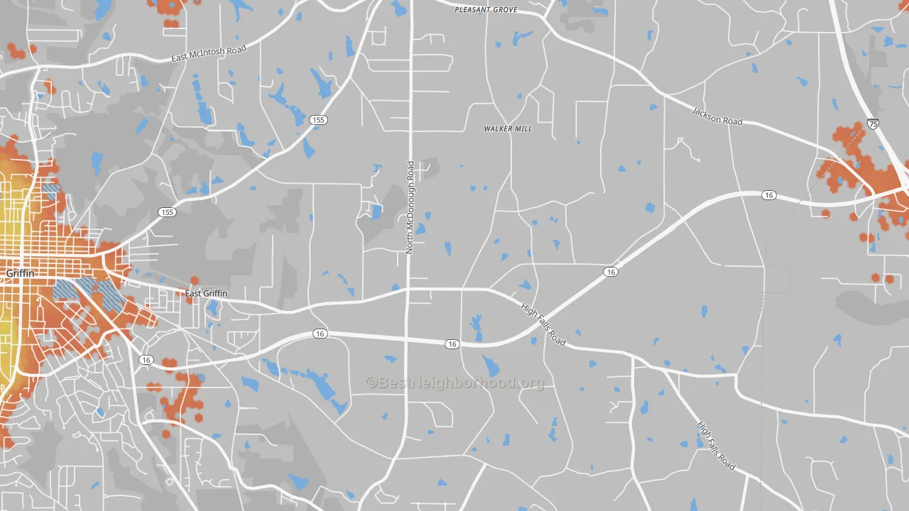 Bike Grade map of East Griffin, GA