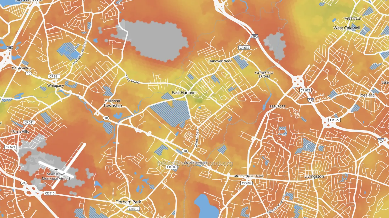 Bike Grade map of East Hanover, NJ