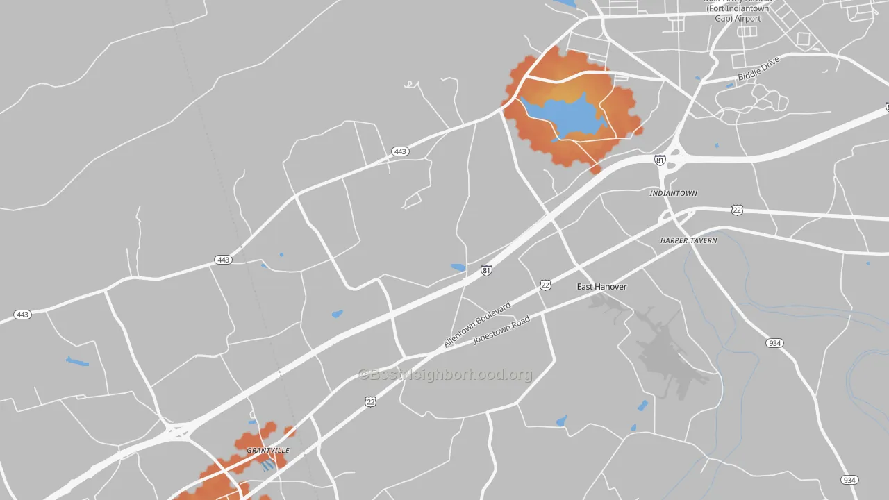 Bike Grade map of East Hanover, PA