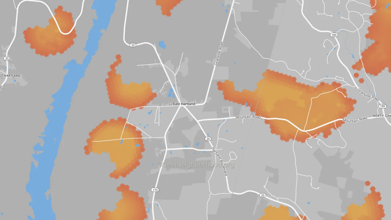 Bike Grade map of East Hartland, CT