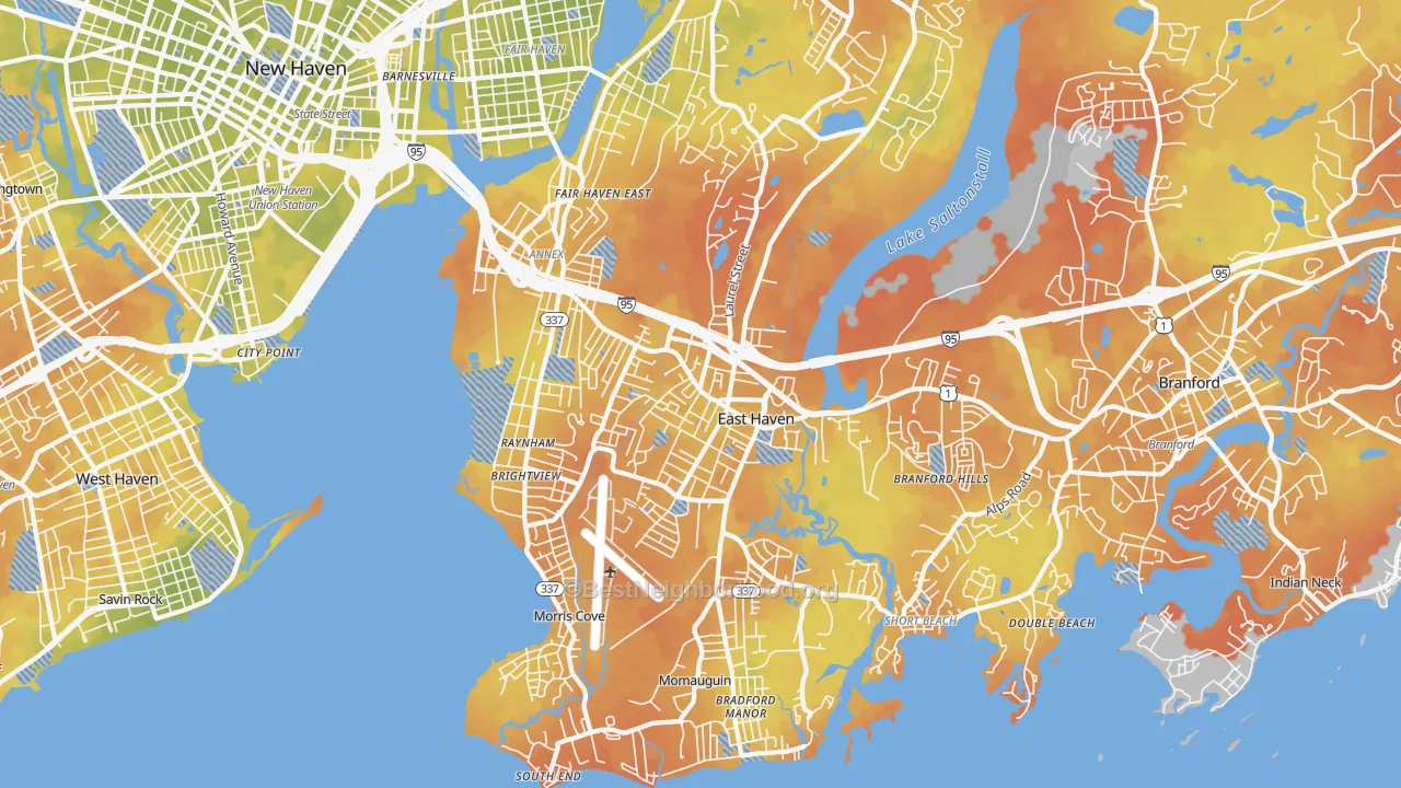 Bike Grade map of East Haven, CT