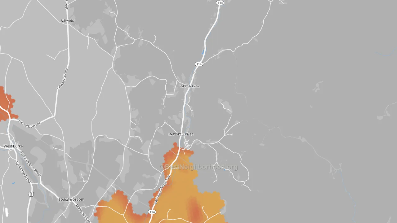 Bike Grade map of East Haven, VT