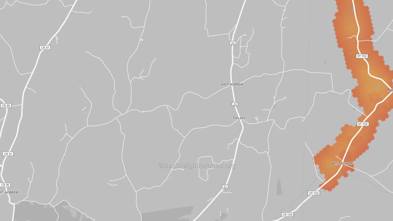 Bike Grade map of East Hebron, NY