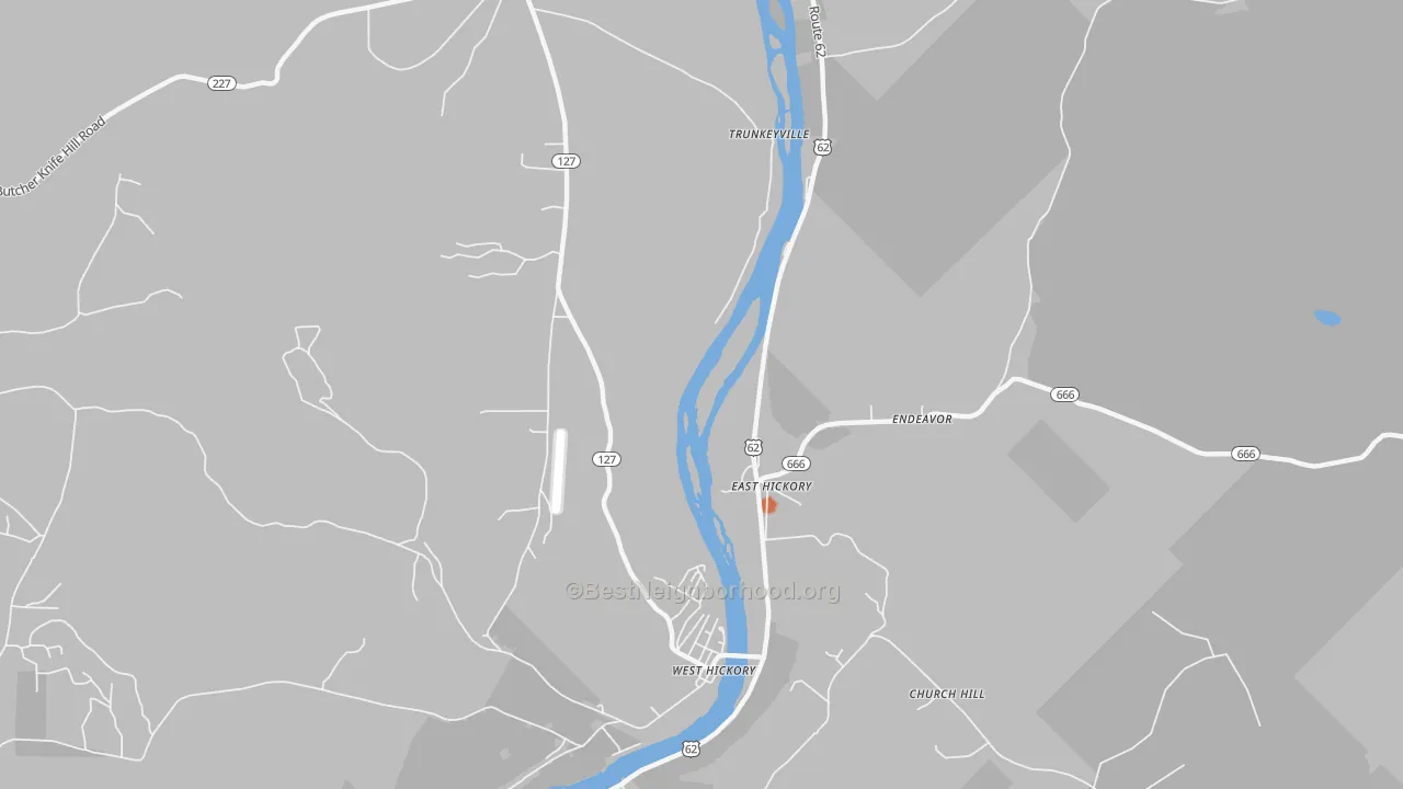 Bike Grade map of East Hickory, PA