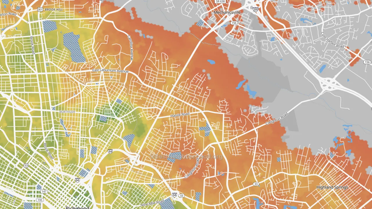 Bike Grade map of East Highland Park, VA