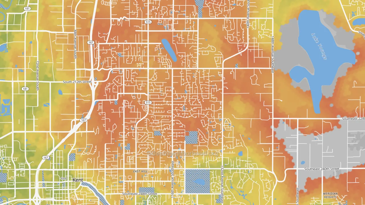 Bike Grade map of East Hill-Meridian, WA