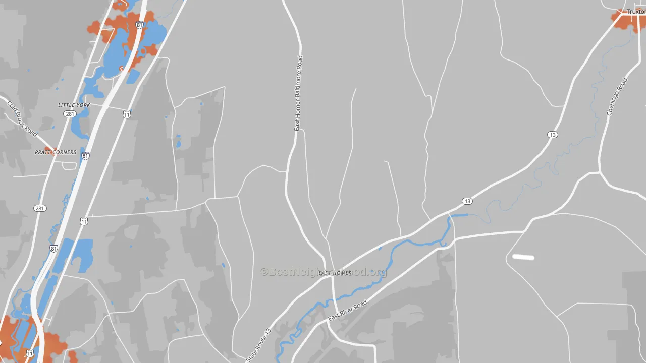 Bike Grade map of East Homer, NY