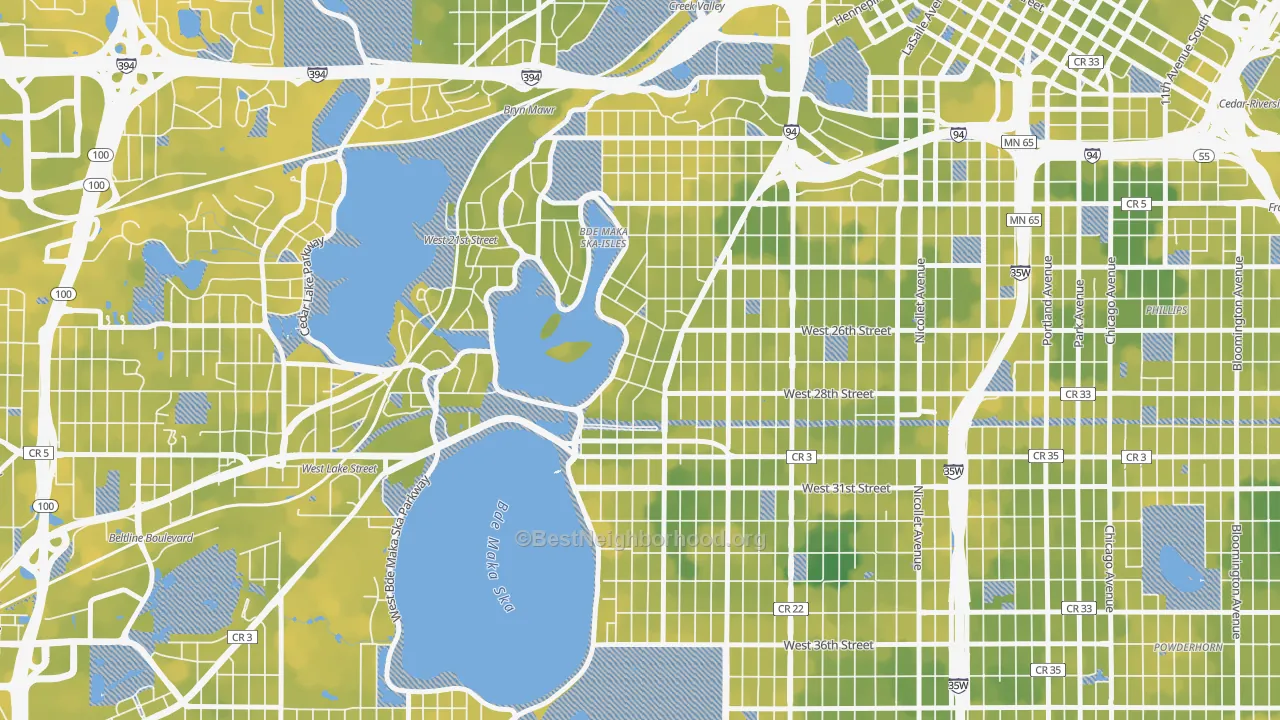 Bike Grade map of East Isles, Minneapolis, MN