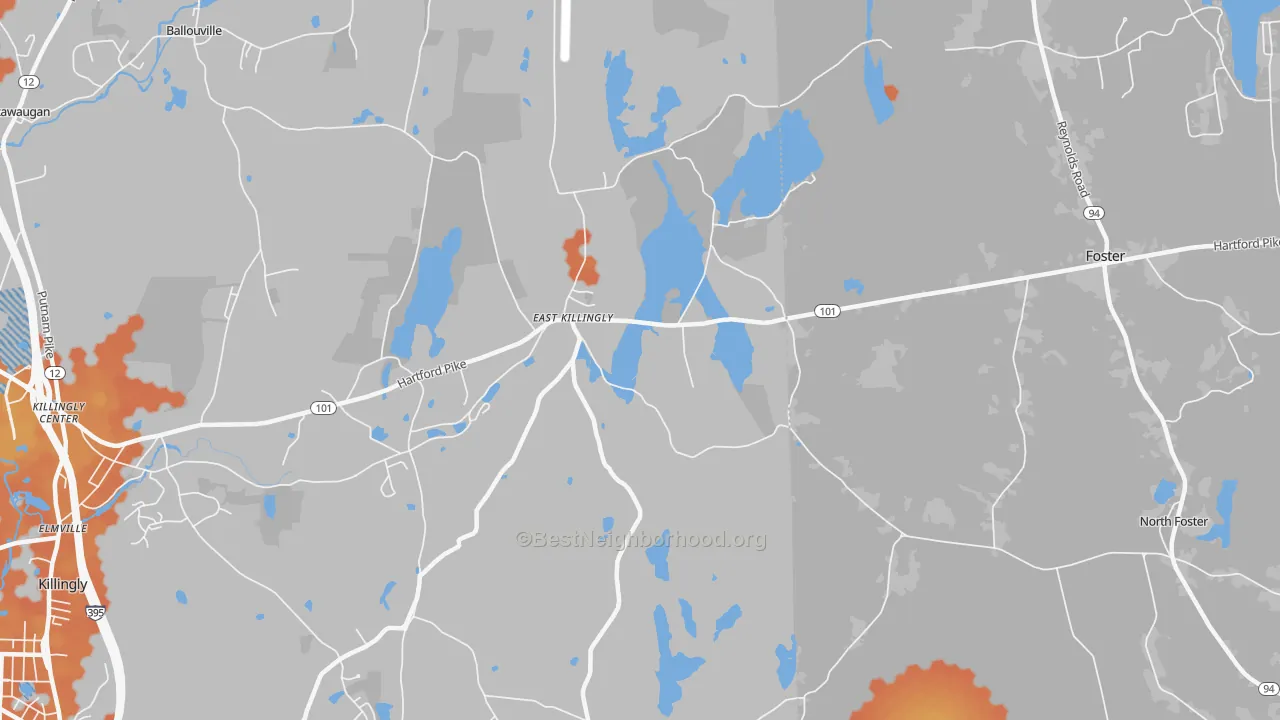 Bike Grade map of East Killingly, CT