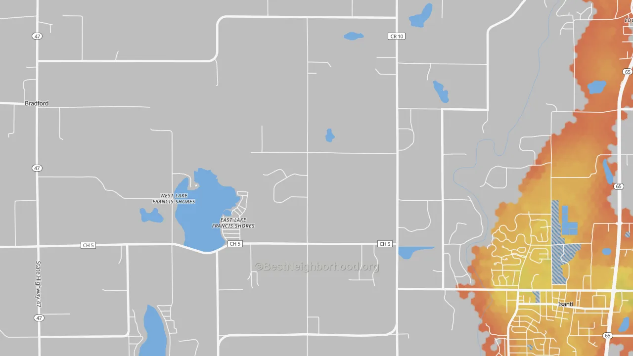 Bike Grade map of East Lake Francis Shores, MN