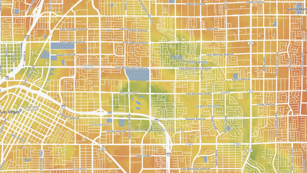Bike Grade map of East Las Vegas, Las Vegas, NV