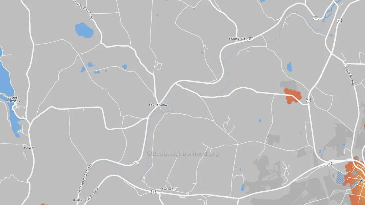 Bike Grade map of East Lemon, PA