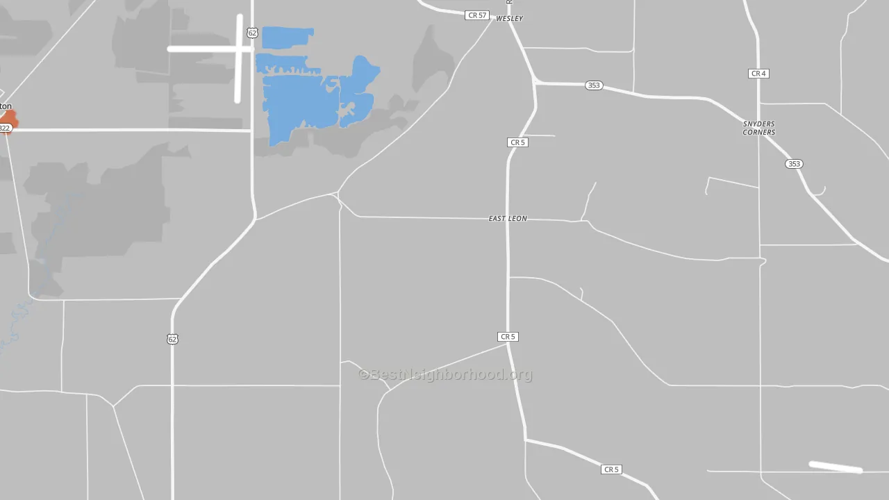 Bike Grade map of East Leon, NY